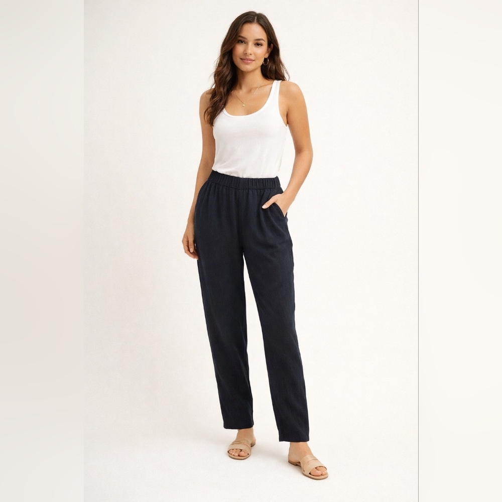 H&M Black Slim Fit Tapered Dress Pants High Rise Office Work Casual Trouser